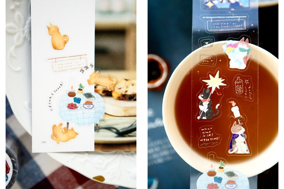 NEW! OURS - Tea Room "Sleeping Cat " | Kiss-cut | 4.5cm PET Tape | Release Paper | 5M