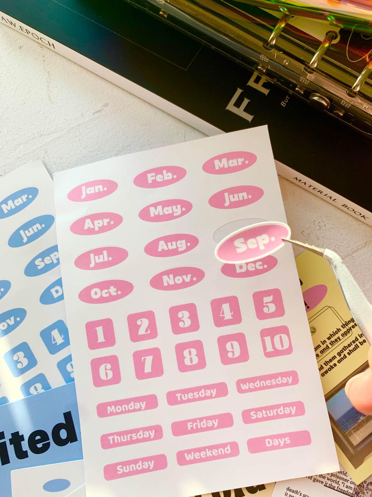 SSS - Pink/Blue | 20pcs Deco Pack | Ephemera Paper | Sticker