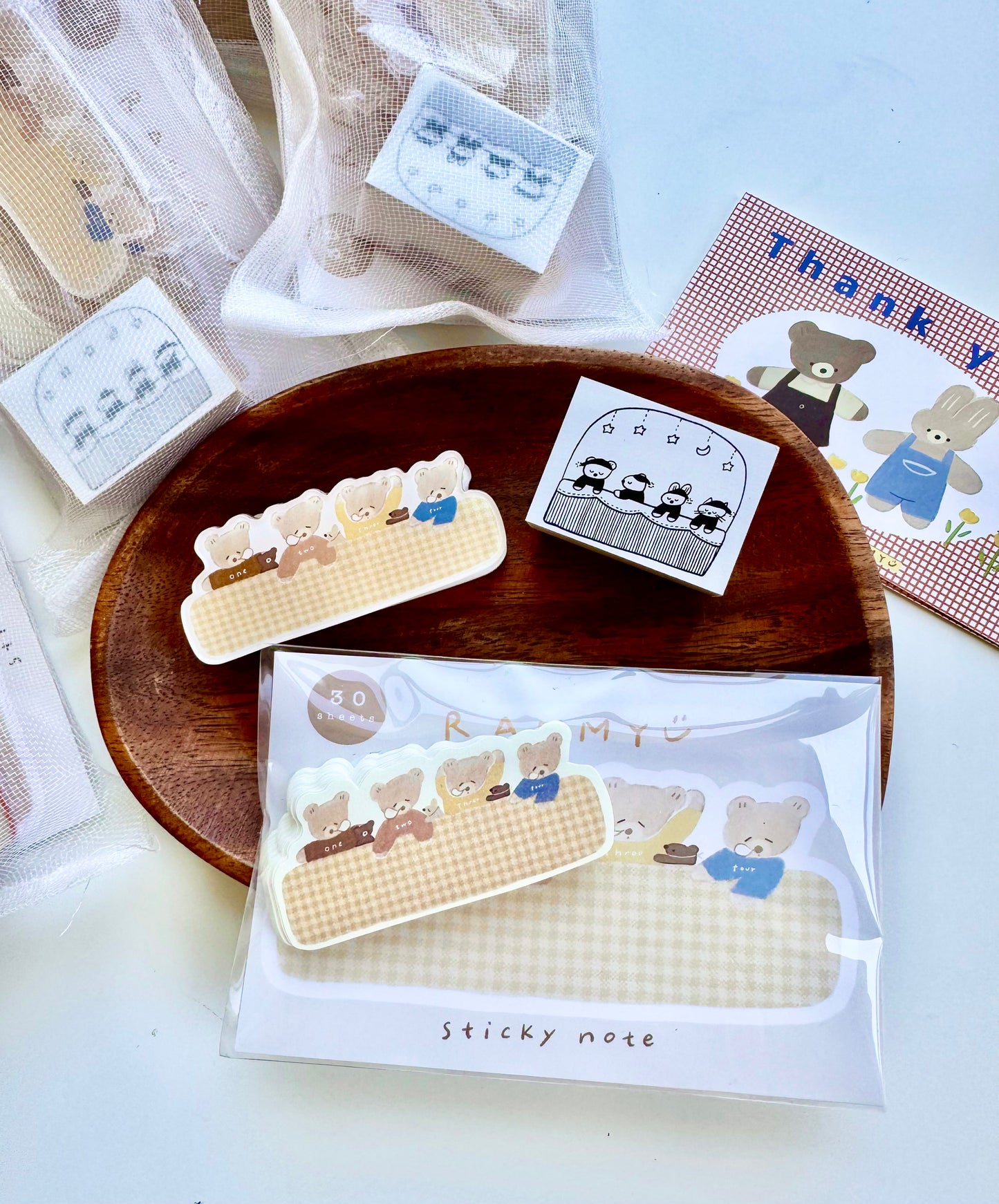 NEW! Ranmyu x Lazy Home - Stationery Fair Exclusive Bundle | 3-Item Set | Rubber Stamp | Sticky note | Resin Clip