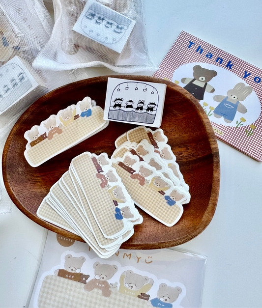 NEW! Ranmyu x Lazy Home - Stationery Fair Exclusive Bundle | 3-Item Set | Rubber Stamp | Sticky note | Resin Clip