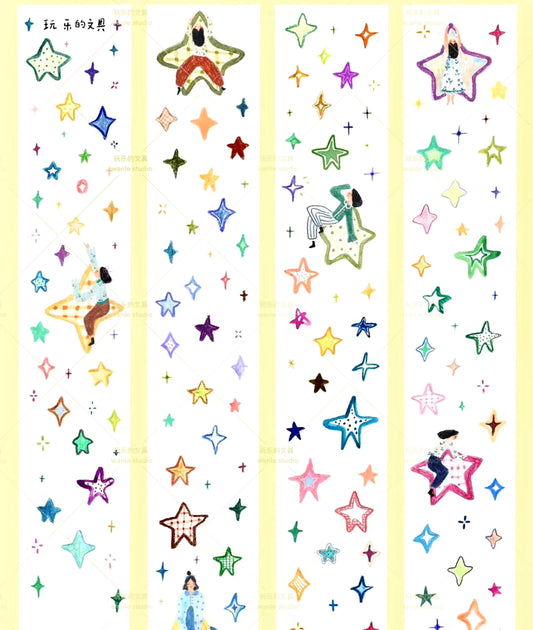 NEW! Wanle Studio - vol.9 So Many Stars | 4.8cm Pre-cut Washi Tape |  Release Paper