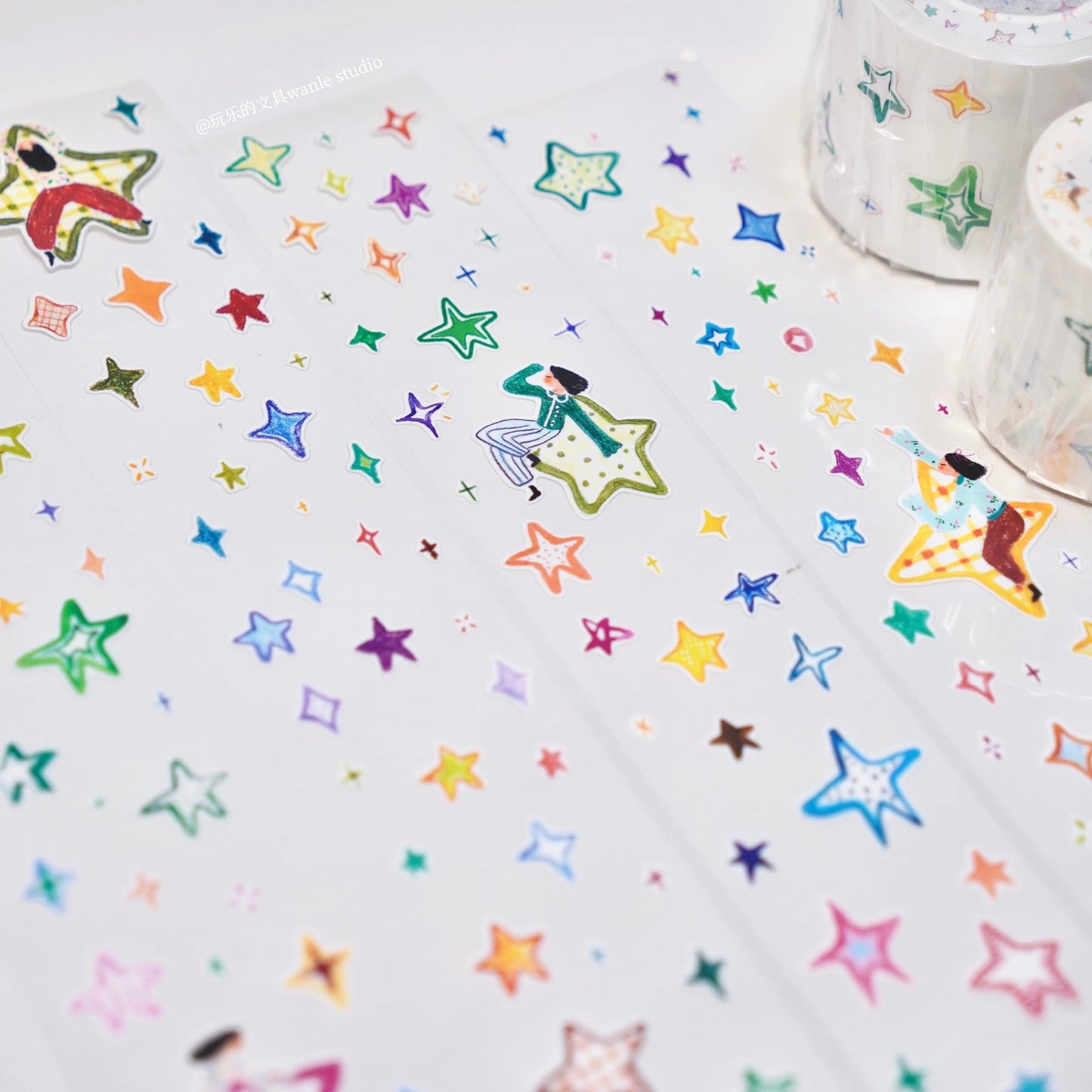 NEW! Wanle Studio - vol.9 So Many Stars | 4.8cm Pre-cut Washi Tape |  Release Paper