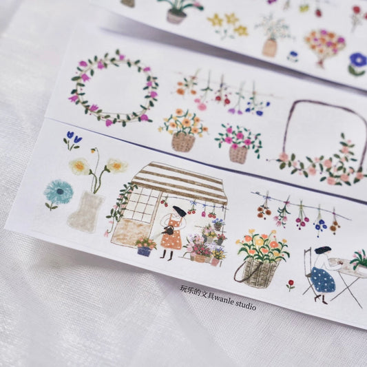 Wanle Studio - About Flower | 4cm Washi Tape |  Release Paper