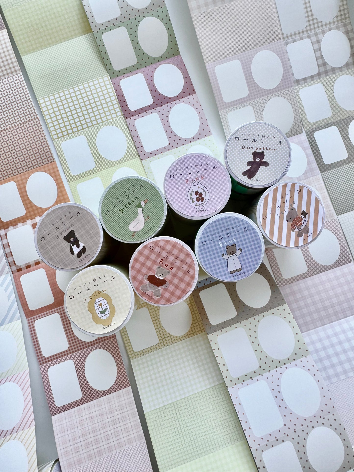 Ranmyu x Lazy Home - Collage - Stripe | 6.3cm Memo Sticker Roll | Die-cut | Release Paper | 3.8M