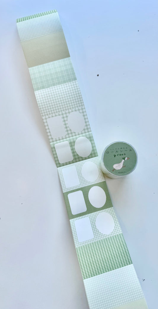 Ranmyu x Lazy Home - Collage - Green | 6.3cm Memo Sticker Roll | Die-cut | Release Paper | 3.8M