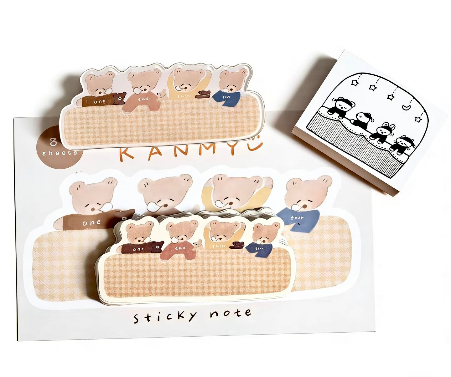 NEW! Ranmyu x Lazy Home - Stationery Fair Exclusive Bundle | 3-Item Set | Rubber Stamp | Sticky note | Resin Clip