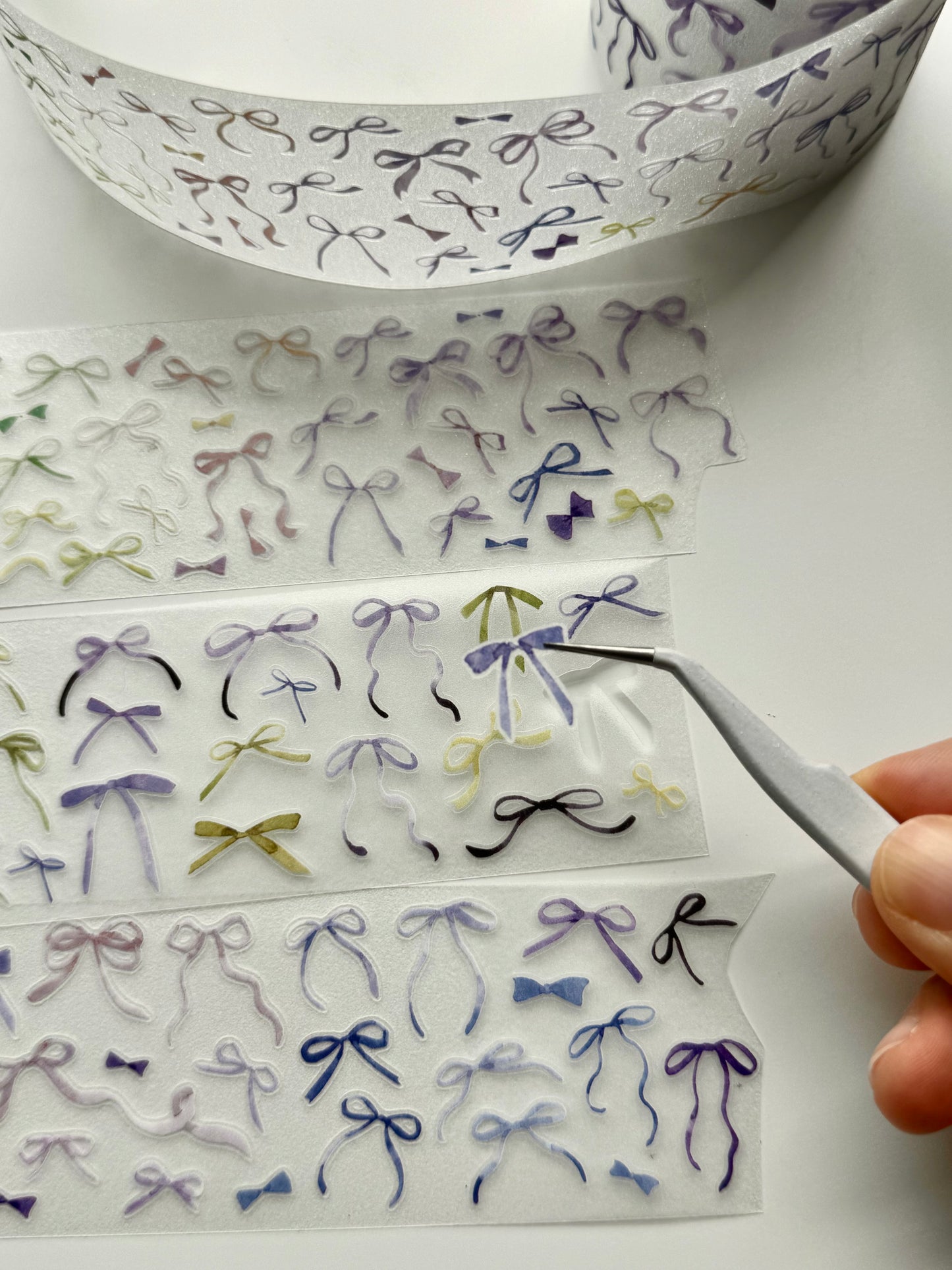NEW! MWJ - Tiny Bows | 4.5cm Kiss-cut Glitter PET Tape |  Release Paper | 5M