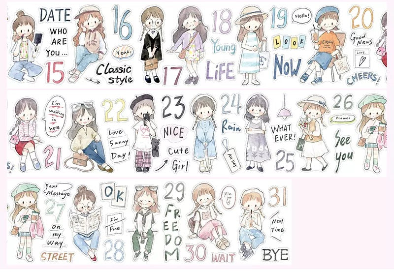 NEW! Molinta - Daily Styling | 6cm Kiss-cut Washi Tape |  Release Paper | 5M