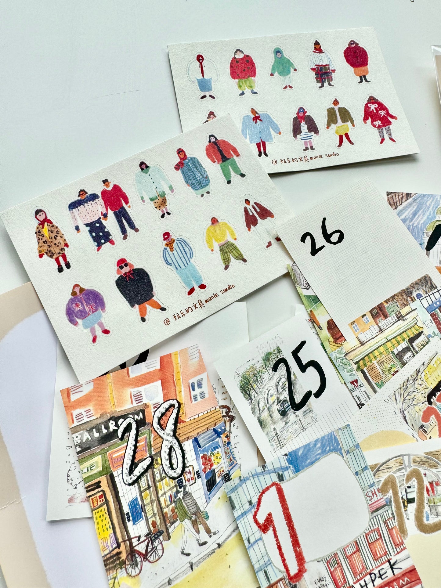 NEW! Wanle Studio - My City Bundle | 2 Sheets Sticker | 31pcs Double-sided | Different Designs | Ephemera Paper