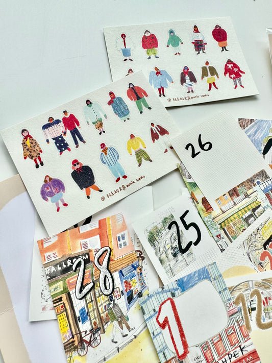 NEW! Wanle Studio - My City Bundle | 2 Sheets Sticker | 31pcs Double-sided | Different Designs | Ephemera Paper
