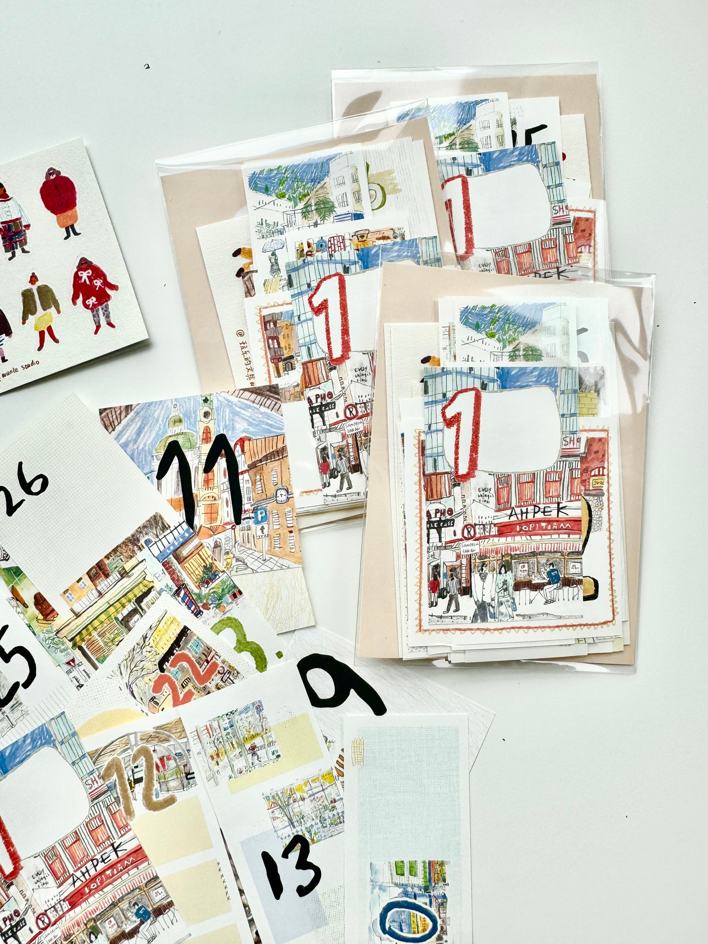 NEW! Wanle Studio - My City Bundle | 2 Sheets Sticker | 31pcs Double-sided | Different Designs | Ephemera Paper
