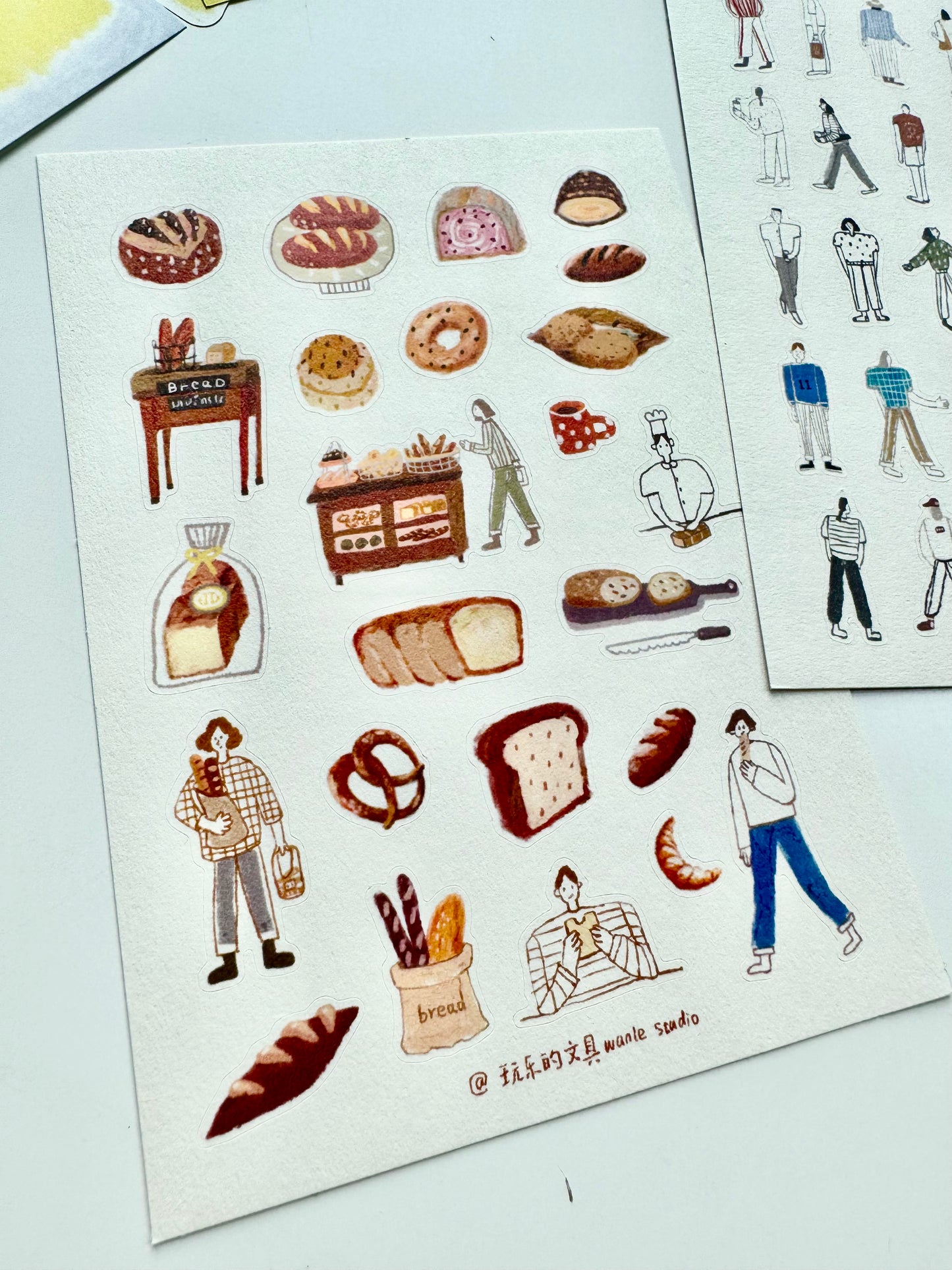 NEW! Wanle Studio - Bread & People | Kiss-cut | 2 Sheets Stickers