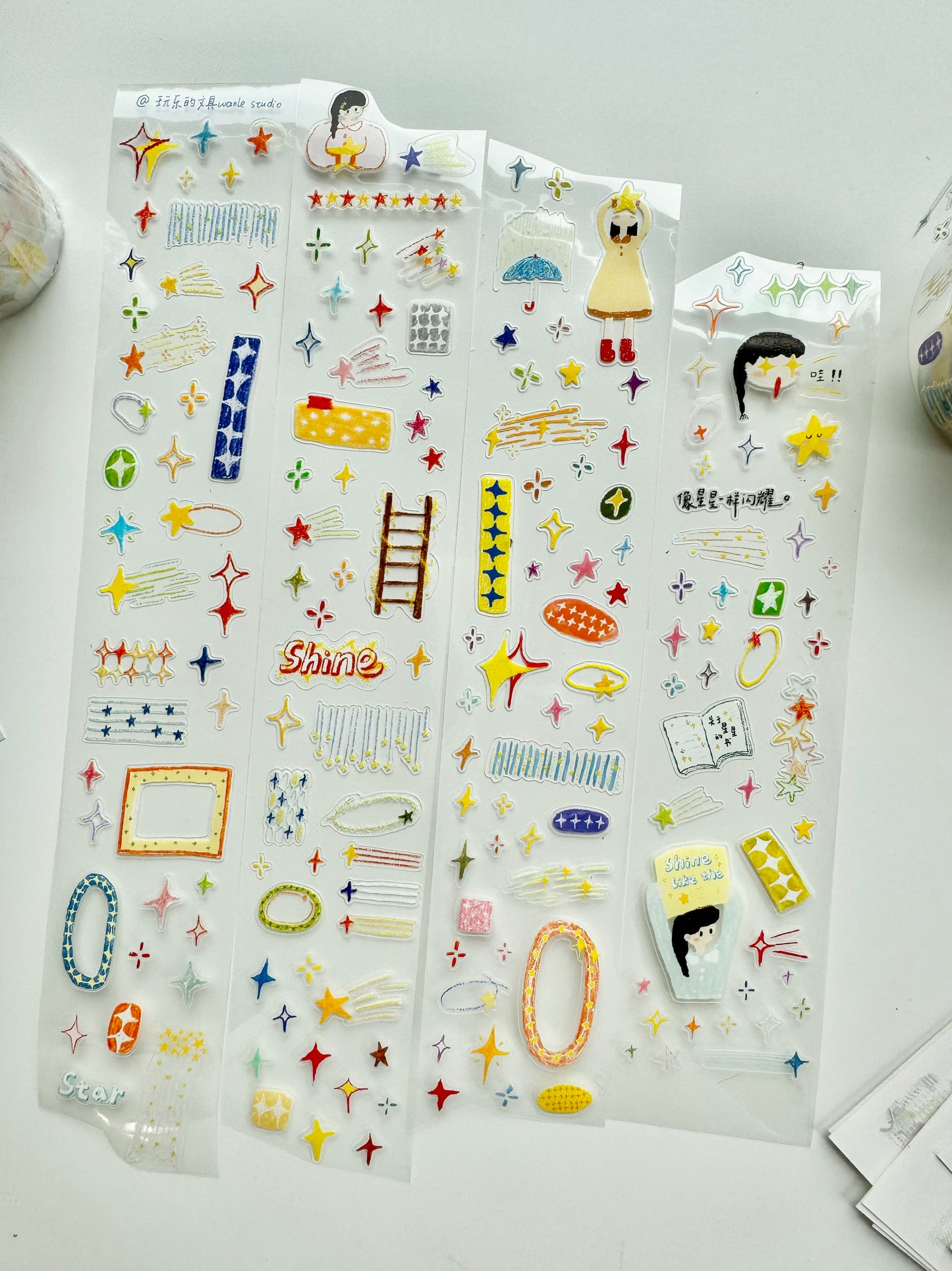 NEW! Wanle Studio - Crayon Little Star | Kiss-cut | 5cm Tape |  Release Paper | 6M