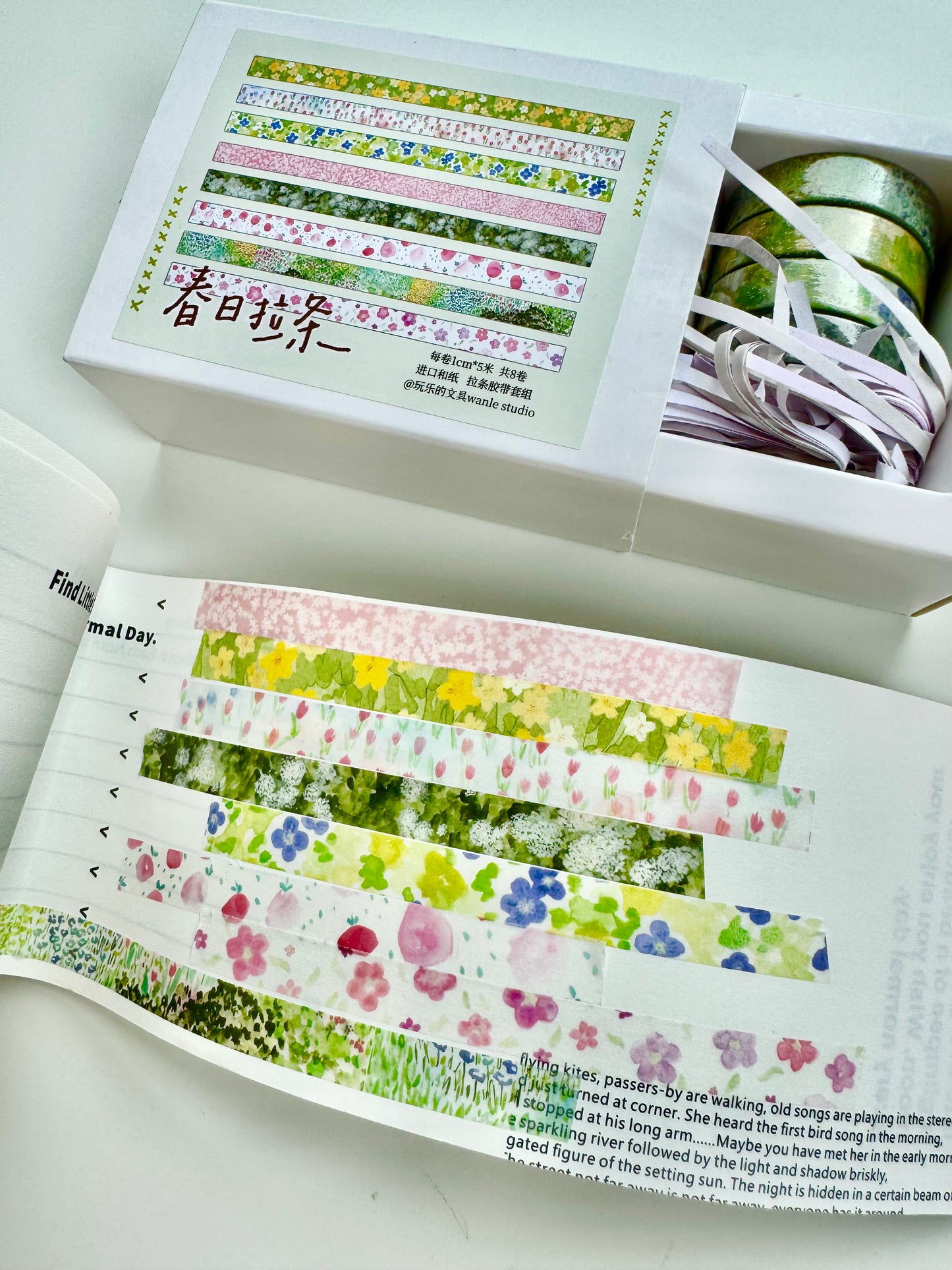 NEW! Wanle Studio - Spring | 1cm Washi Tape | Basic Tape | 8 Rolls Set | NO Release Paper | 5M