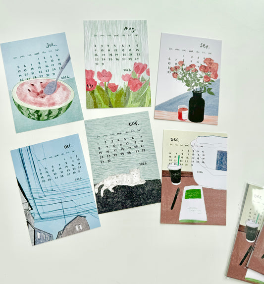 NEW! Wanle Studio - 2026 The Second Half-year Calendar |  6 sheets Cards | Ephemera Paper