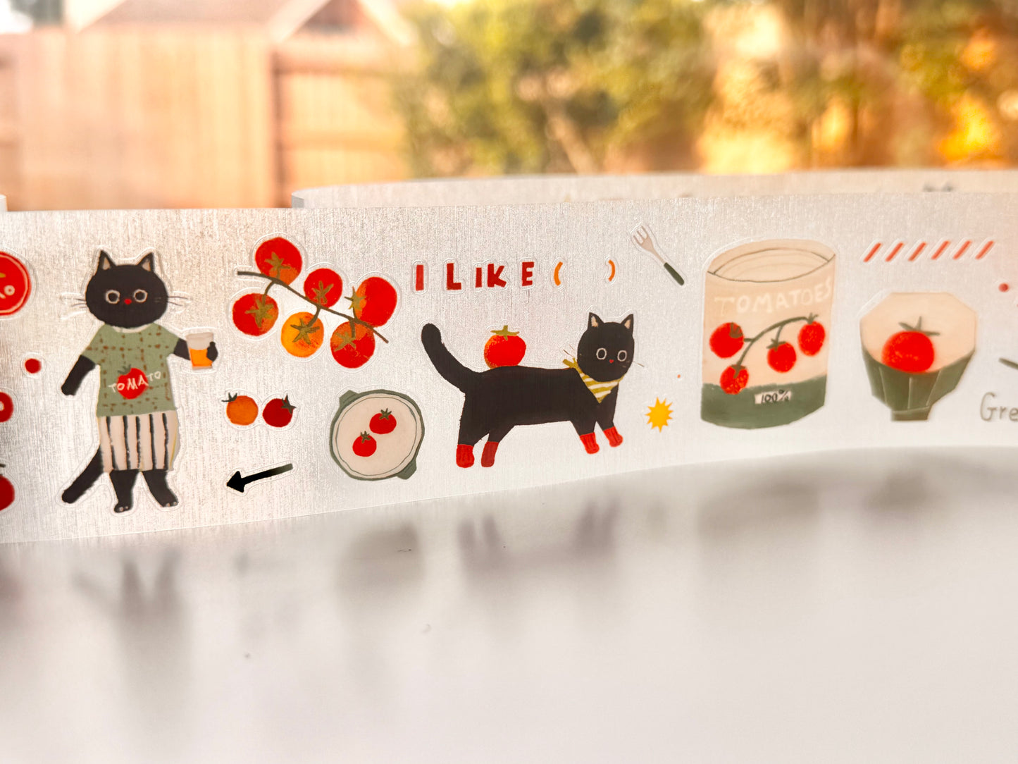 NEW! Benchu Studio - Tomato Cat | 5cm Kiss-cut | Glitter Brushed Tape | Release Paper | 5M
