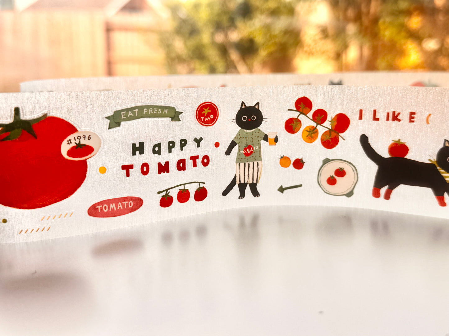 NEW! Benchu Studio - Tomato Cat | 5cm Kiss-cut | Glitter Brushed Tape | Release Paper | 5M