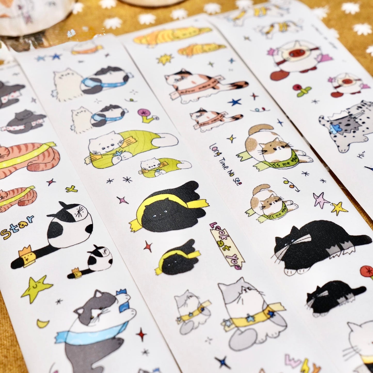 NEW! Wanle Studio - Stick-on Cats | Kiss-cut | 4.3cm Washi Tape |  Release Paper | 5M