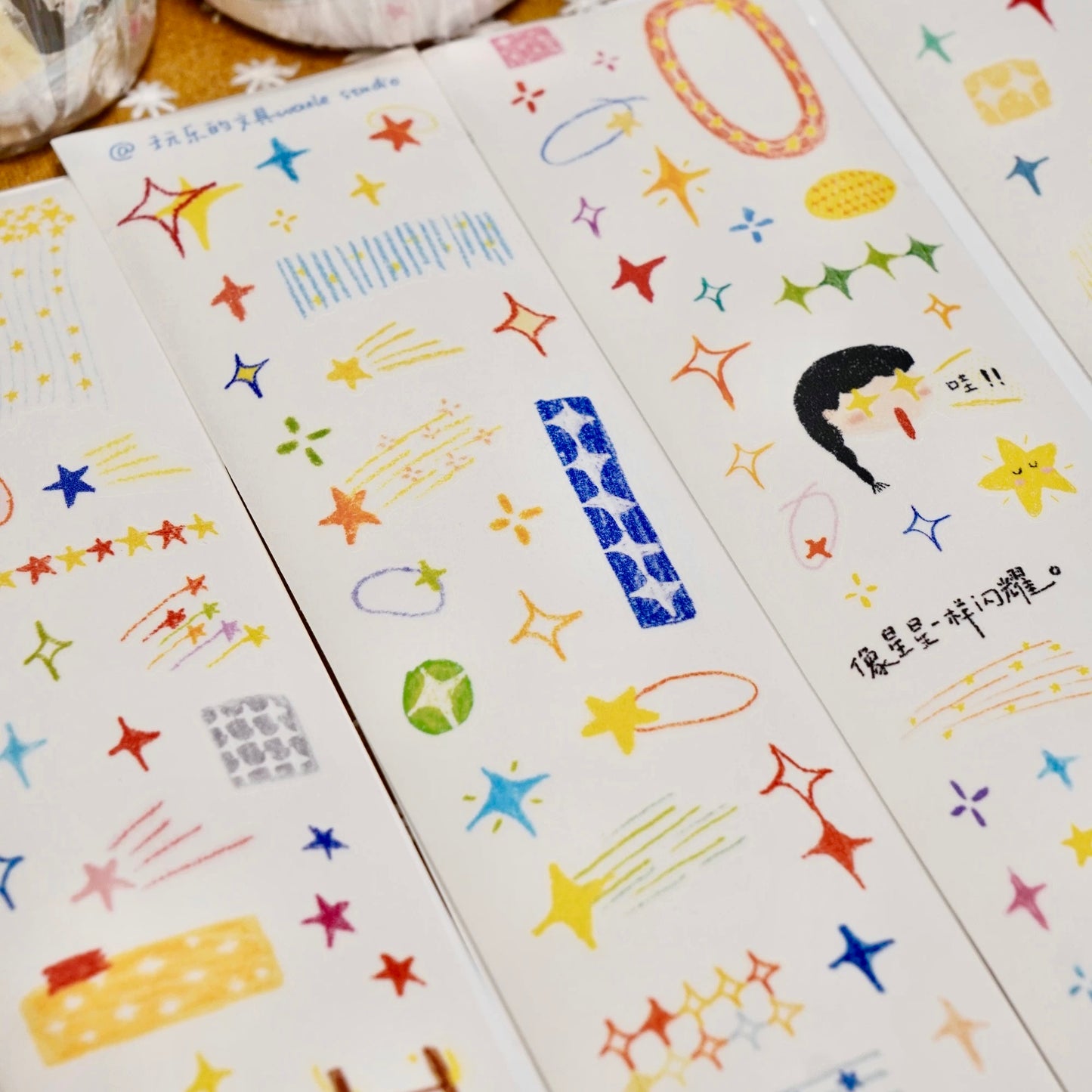 NEW! Wanle Studio - Crayon Little Star | Kiss-cut | 5cm Tape |  Release Paper | 6M