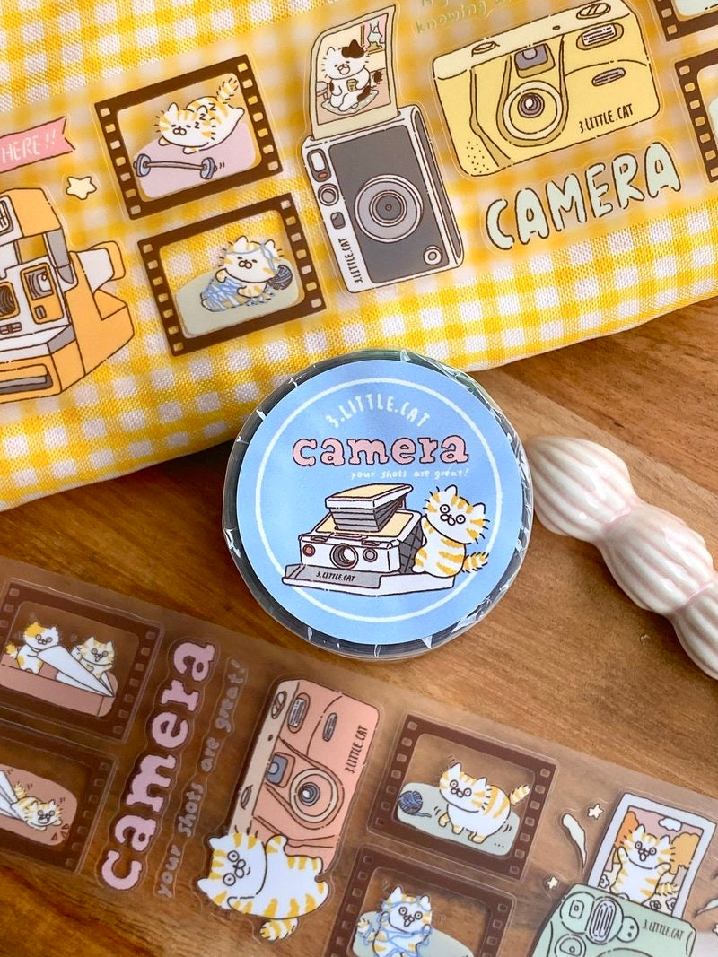 NEW VERSION! 3 Little Cats - Vintage Camera Film | Kiss-cut | 5cm PET Tape |  Release Paper | 5M