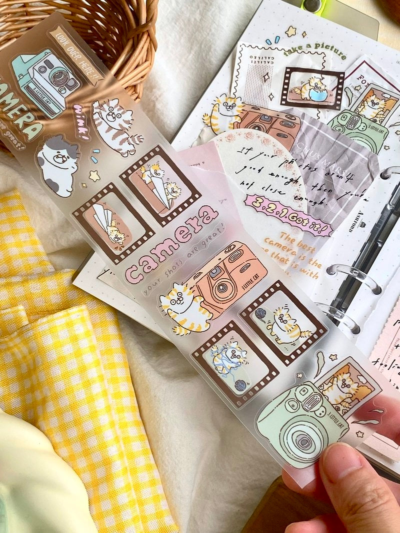 NEW VERSION! 3 Little Cats - Vintage Camera Film | Kiss-cut | 5cm PET Tape |  Release Paper | 5M