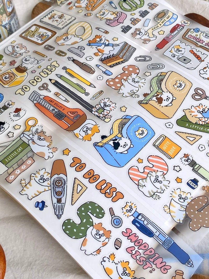 NEW VERSION! 3 Little Cats - Kitty Stationery Cutter Tape | Kiss-cut | 5cm PET Tape |  Release Paper | 5M