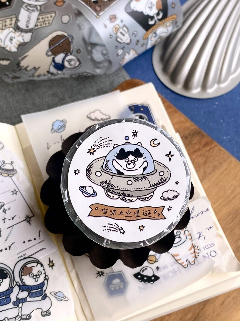NEW! 3 Little Cats - Space Wanderlust | Kiss-cut | 5cm PET Tape |  Release Paper | 5M