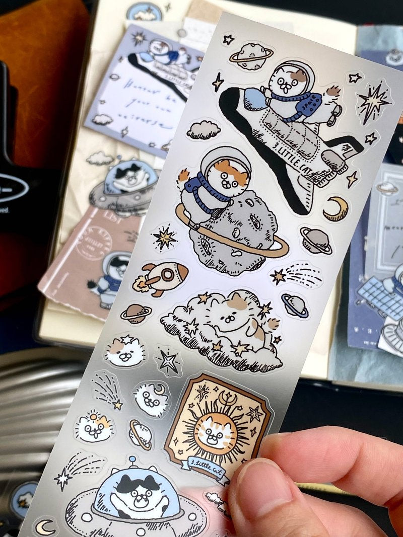 NEW! 3 Little Cats - Space Wanderlust | Kiss-cut | 5cm PET Tape |  Release Paper | 5M