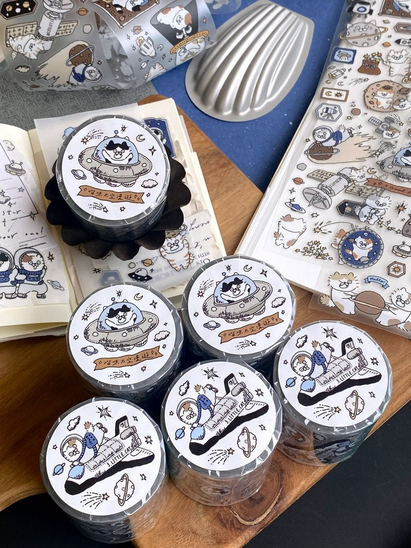 NEW! 3 Little Cats - Space Wanderlust | Kiss-cut | 5cm PET Tape |  Release Paper | 5M