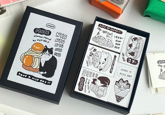 NEW! Yabee Zoo - Meow! Hooray! | 5pcs Rubber Stamp Set