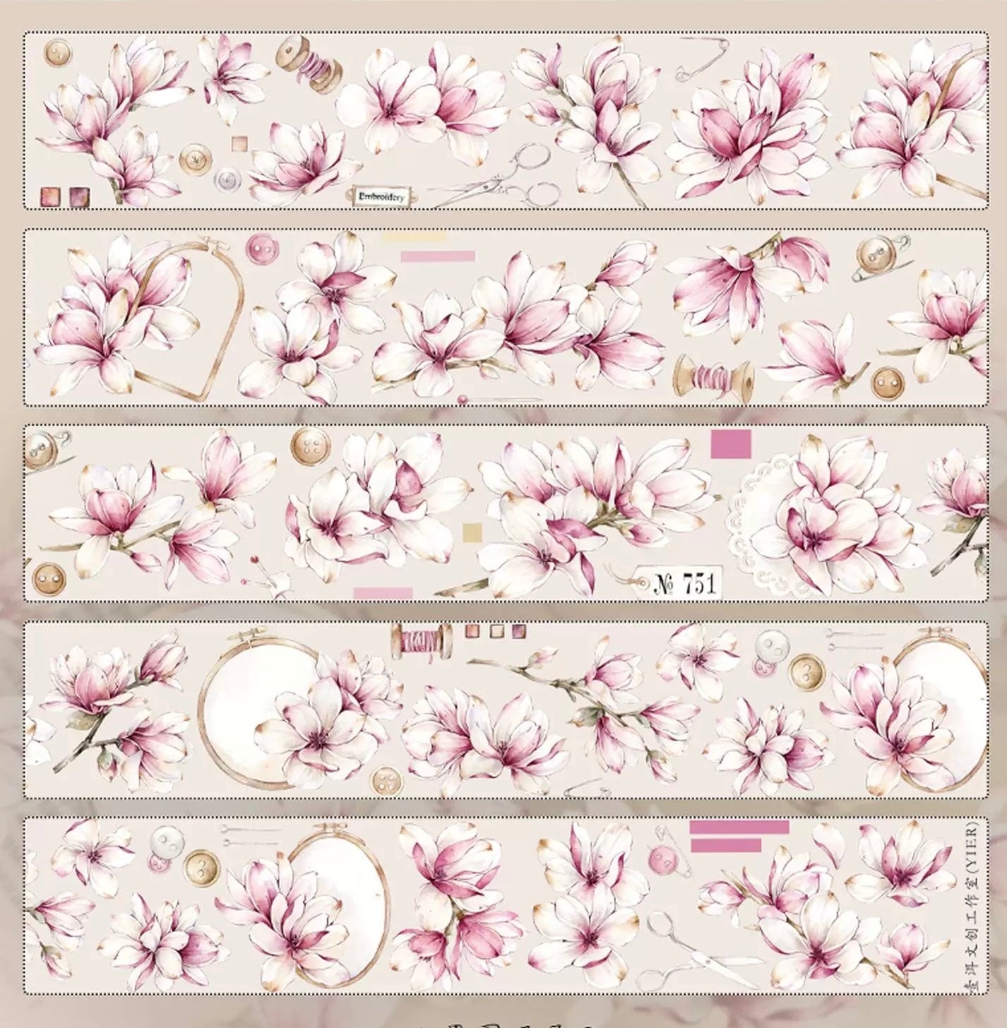 NEW! Yier Studio - Magnolia | 5.5cm PET Tape | Release Paper | 6M