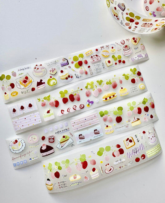 NEW! Wild Berry -  Strawberry Cake | Kiss-cut | 4.5cm glitter PET Tape | Release Paper | 5.4M