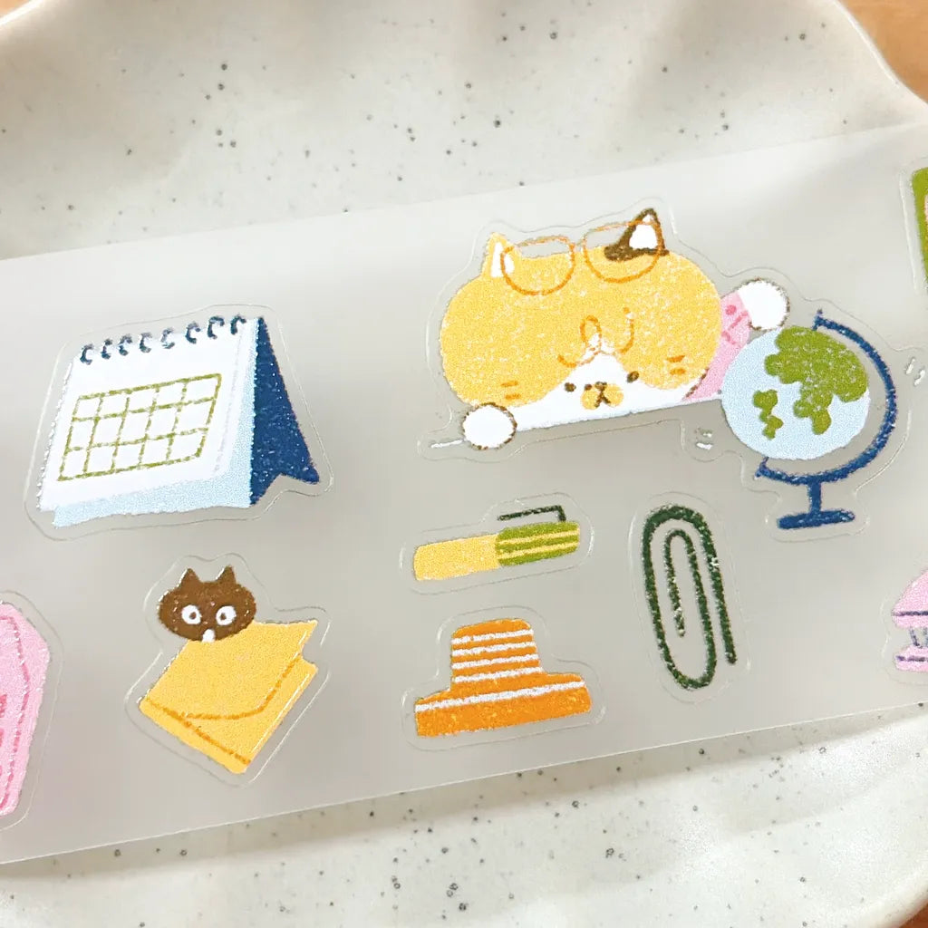 NEW! Idiot_sandwich X 63penhouse - Lazy Office Cat | Kiss-cut | 4cm PET Tape | Release Paper | 5M