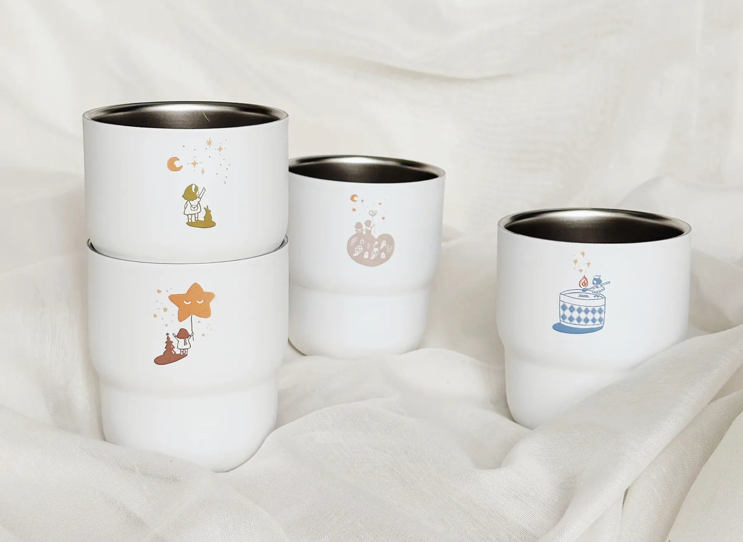 NEW! Nove Production - Little Ordinary People | 8oz Stainless Steel Cups with Lid | Journaling Accessories | Desk Decor