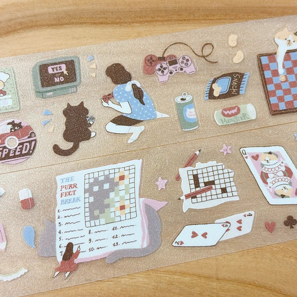 NEW! Idiot_sandwich X 63penhouse - Purrfect Break | Kiss-cut | 4cm PET Tape | Release Paper | 5M