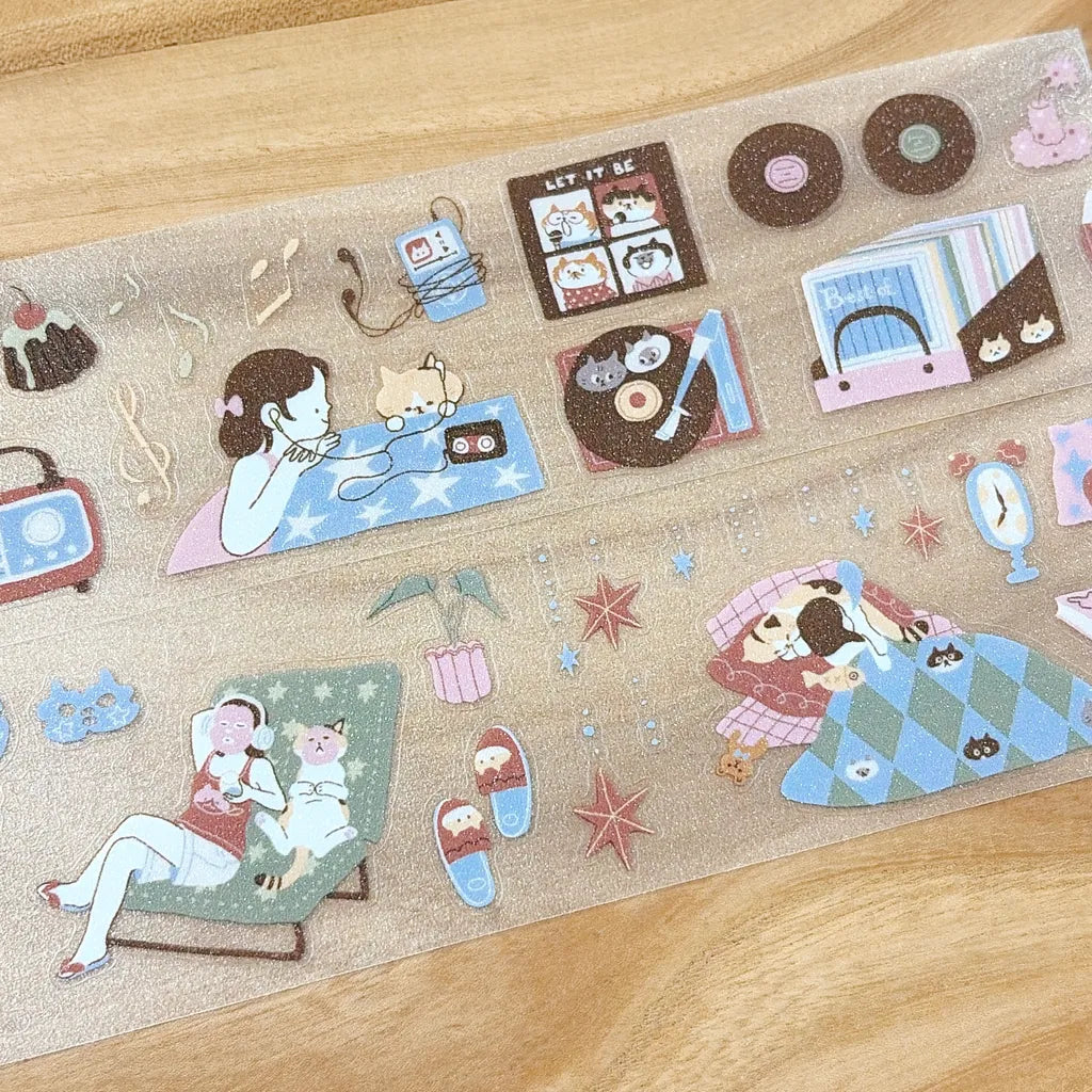 NEW! Idiot_sandwich X 63penhouse - Purrfect Break | Kiss-cut | 4cm PET Tape | Release Paper | 5M