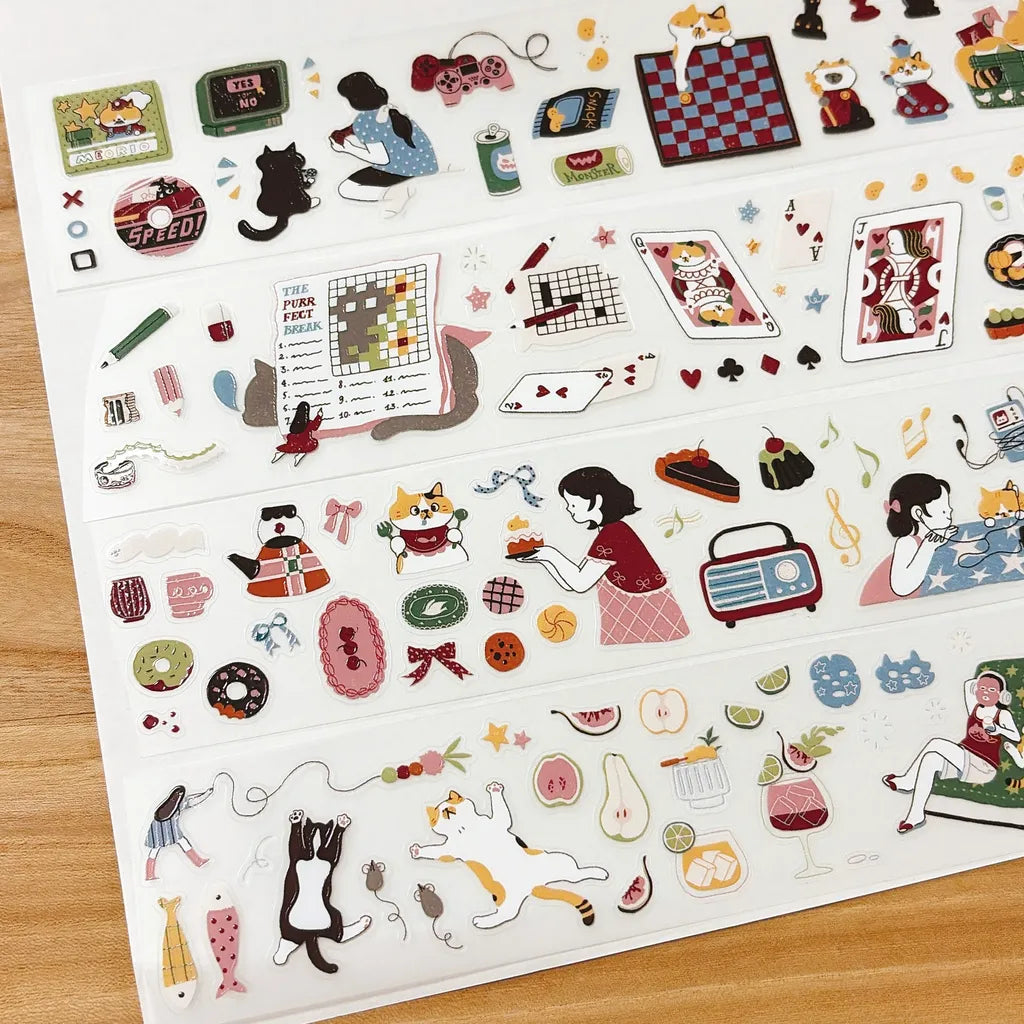 NEW! Idiot_sandwich X 63penhouse - Purrfect Break | Kiss-cut | 4cm PET Tape | Release Paper | 5M