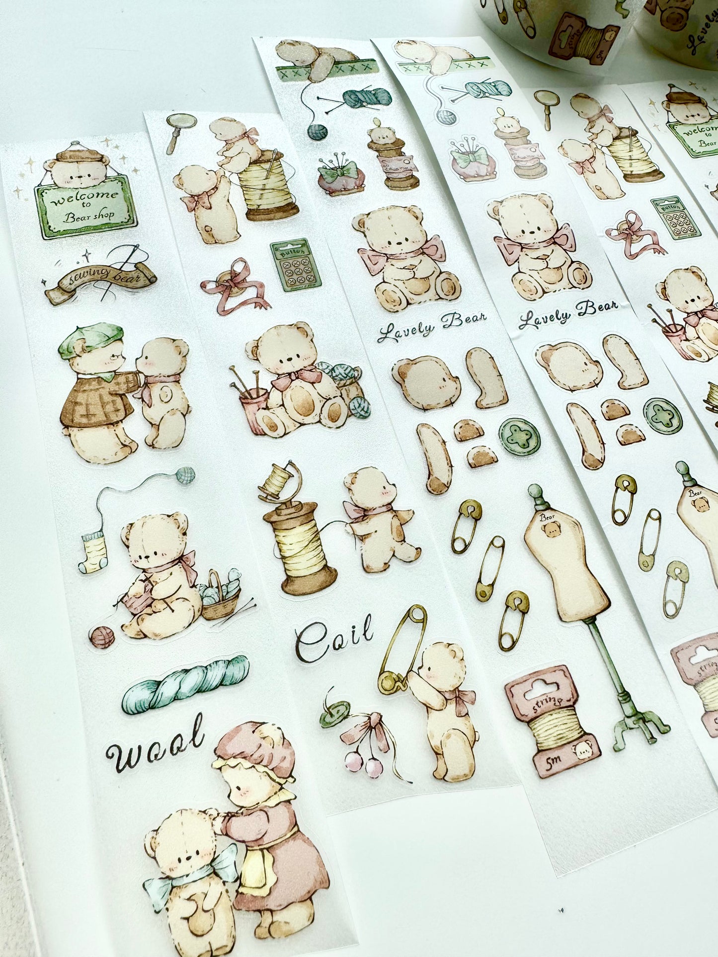 NEW! Miao Fu Studio - Vintage Sewing Bear | Kiss-cut | 4.5cm Tape | Release Paper | 5M