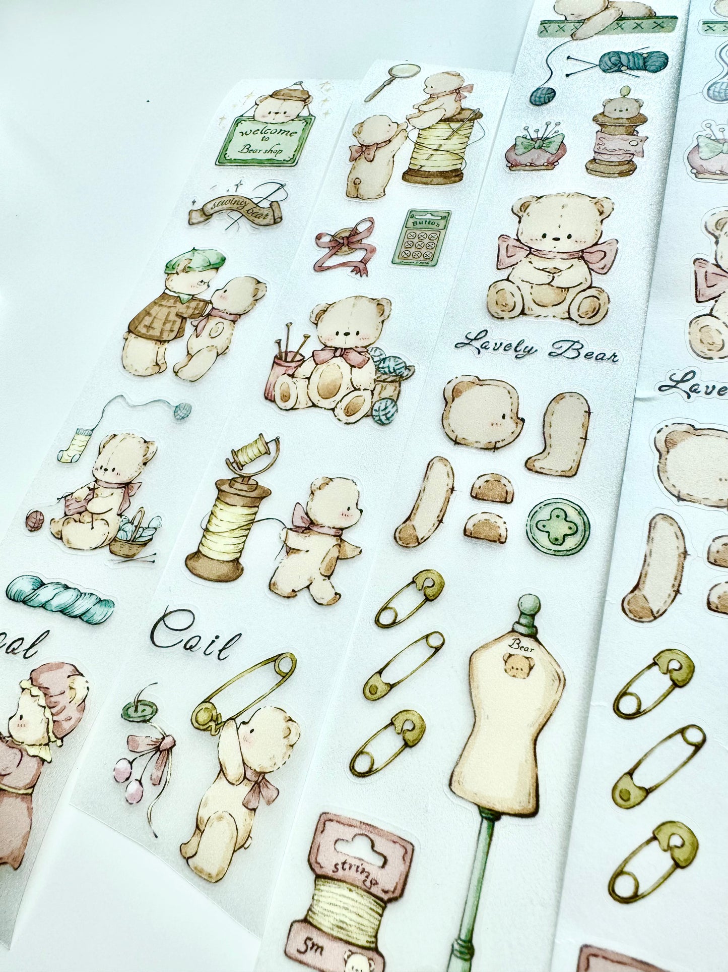 NEW! Miao Fu Studio - Vintage Sewing Bear | Kiss-cut | 4.5cm Tape | Release Paper | 5M
