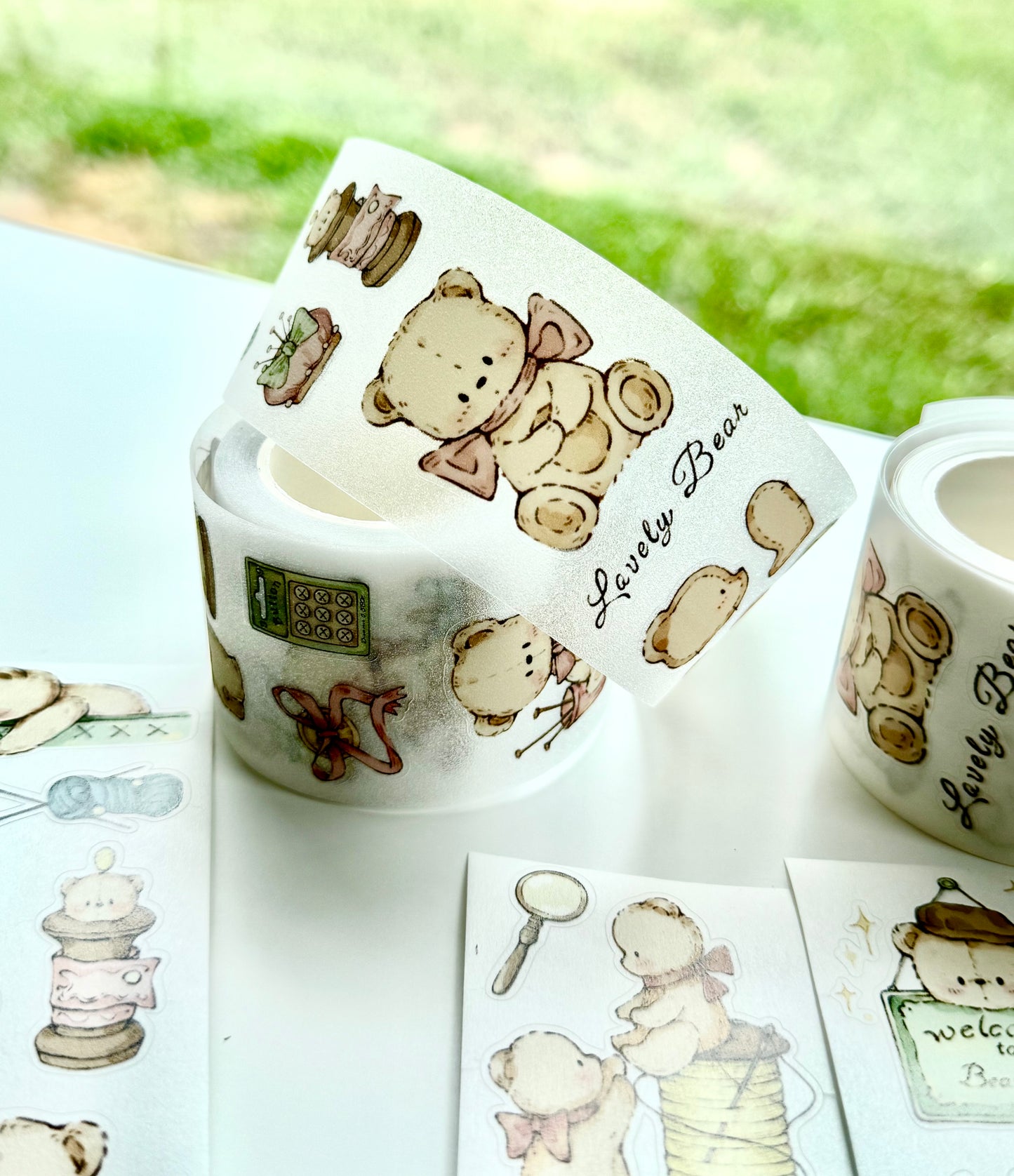 NEW! Miao Fu Studio - Vintage Sewing Bear | Kiss-cut | 4.5cm Tape | Release Paper | 5M