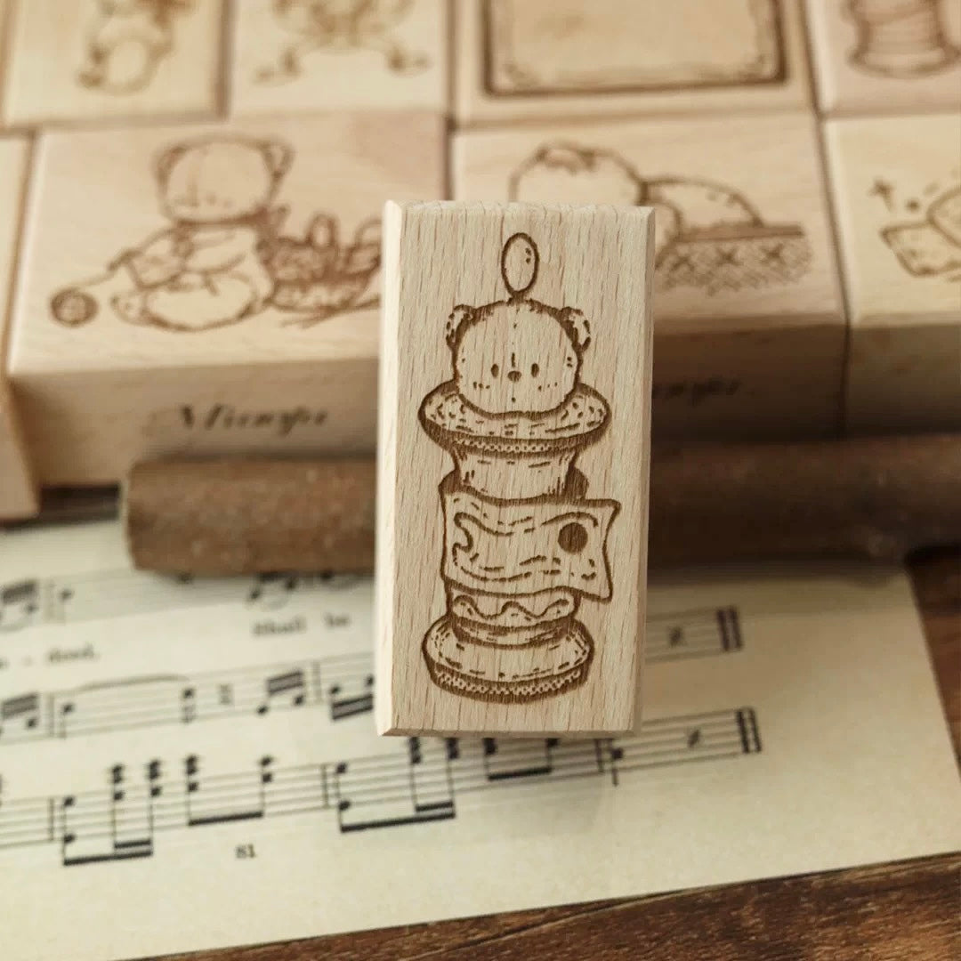 RESTOCK SOON!  Miao Fu Studio - Vintage Sewing Bear | 12pcs Stamp Set (ETA 07/07)