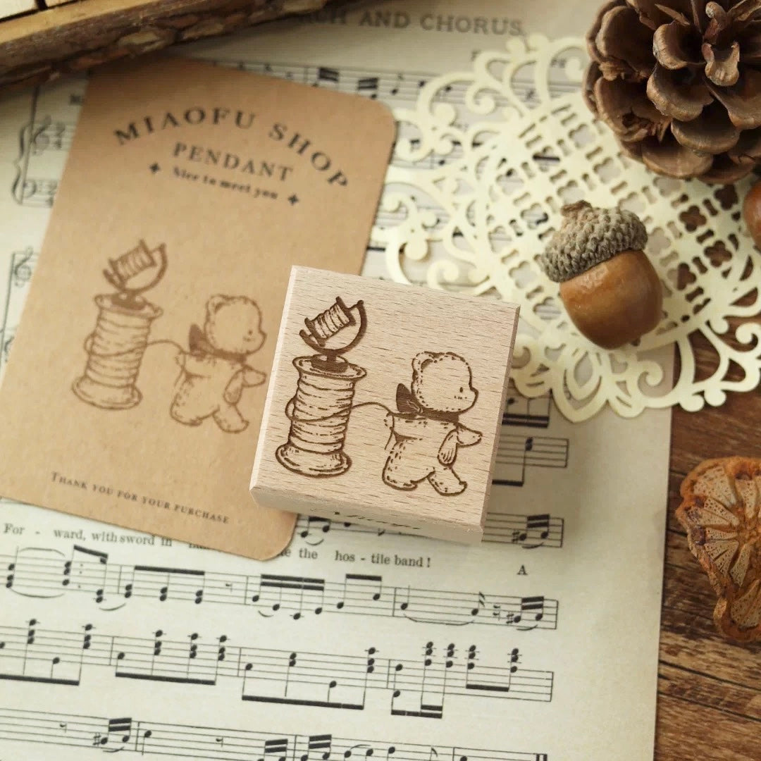 RESTOCK SOON!  Miao Fu Studio - Vintage Sewing Bear | 12pcs Stamp Set (ETA 07/07)