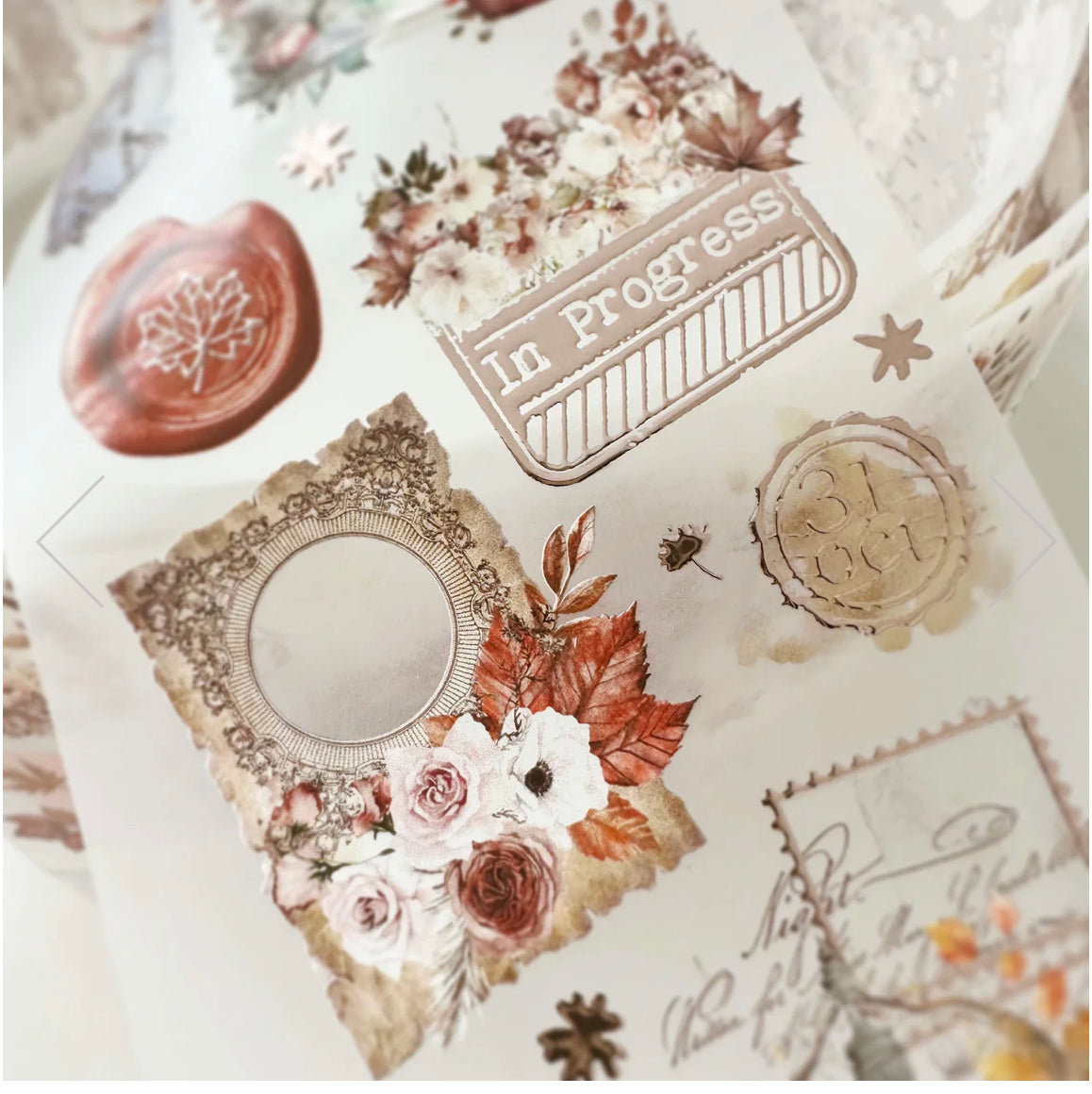 NEW! Journal Pages - Falling  For Fall | Rose Gold Foil | 7.5cm PET Tape | Release Paper