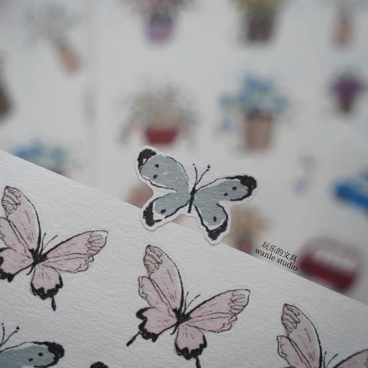 Wongyuanle Vol.6 - Butterfly | Die Cut | 2 Sheets Sticker