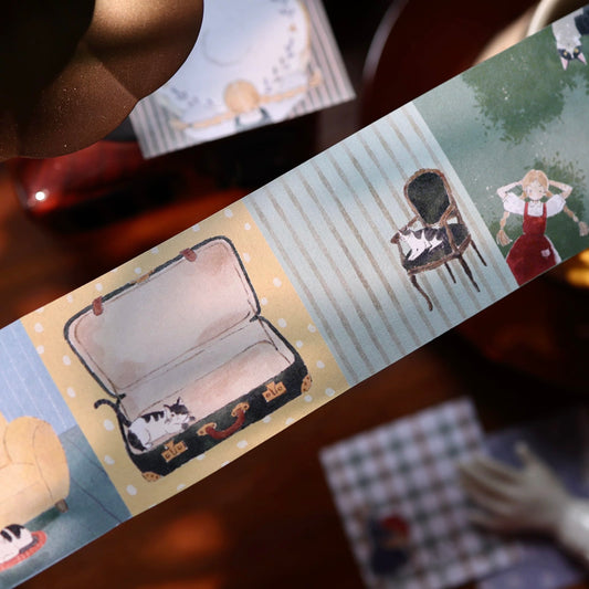 NEW! Yier Studio - Daily Life with Cat | Die-cut | 5cm Sticker Roll | Paper Tape | Release Paper | 5M
