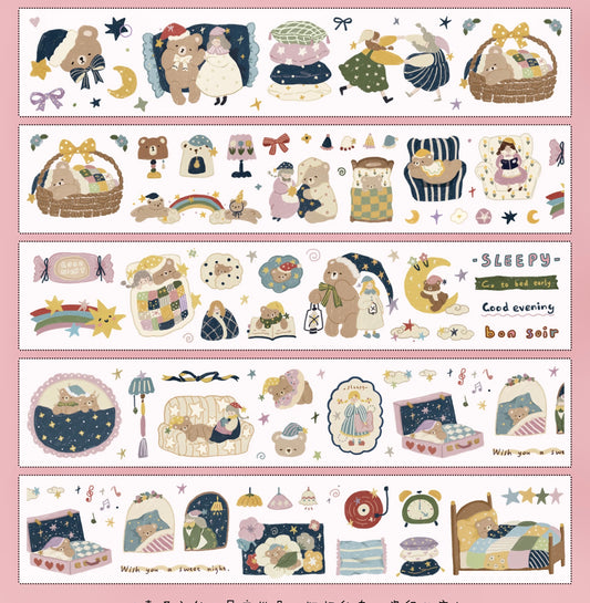 NEW! Yier Studio - A Goodnight Hug | Kiss-cut | 5cm PET Tape | Paper Tape | Release Paper | 5M