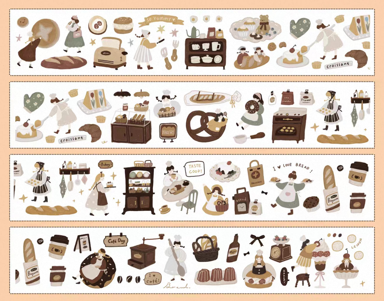 NEW! Yier Studio -  Bread Diary | 5cm Kiss-cut Tape |  Release Paper | 5M