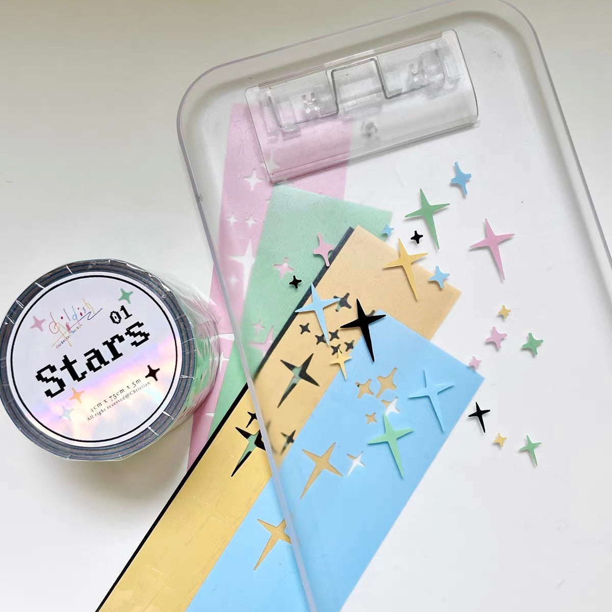 Christian - Laser Stars | 4cm Die Cut | Laser Washi Tape | Release Paper| 5M