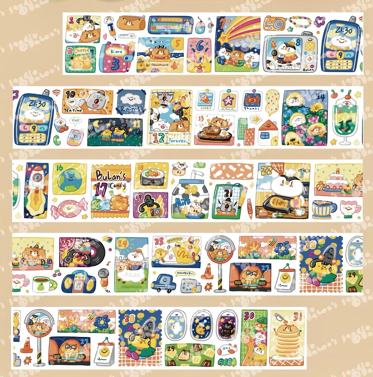 NEW! Bulan's  Studio - Everyday 2 | Kiss-cut | 4.5cm PET Tape | Release Paper | 5M