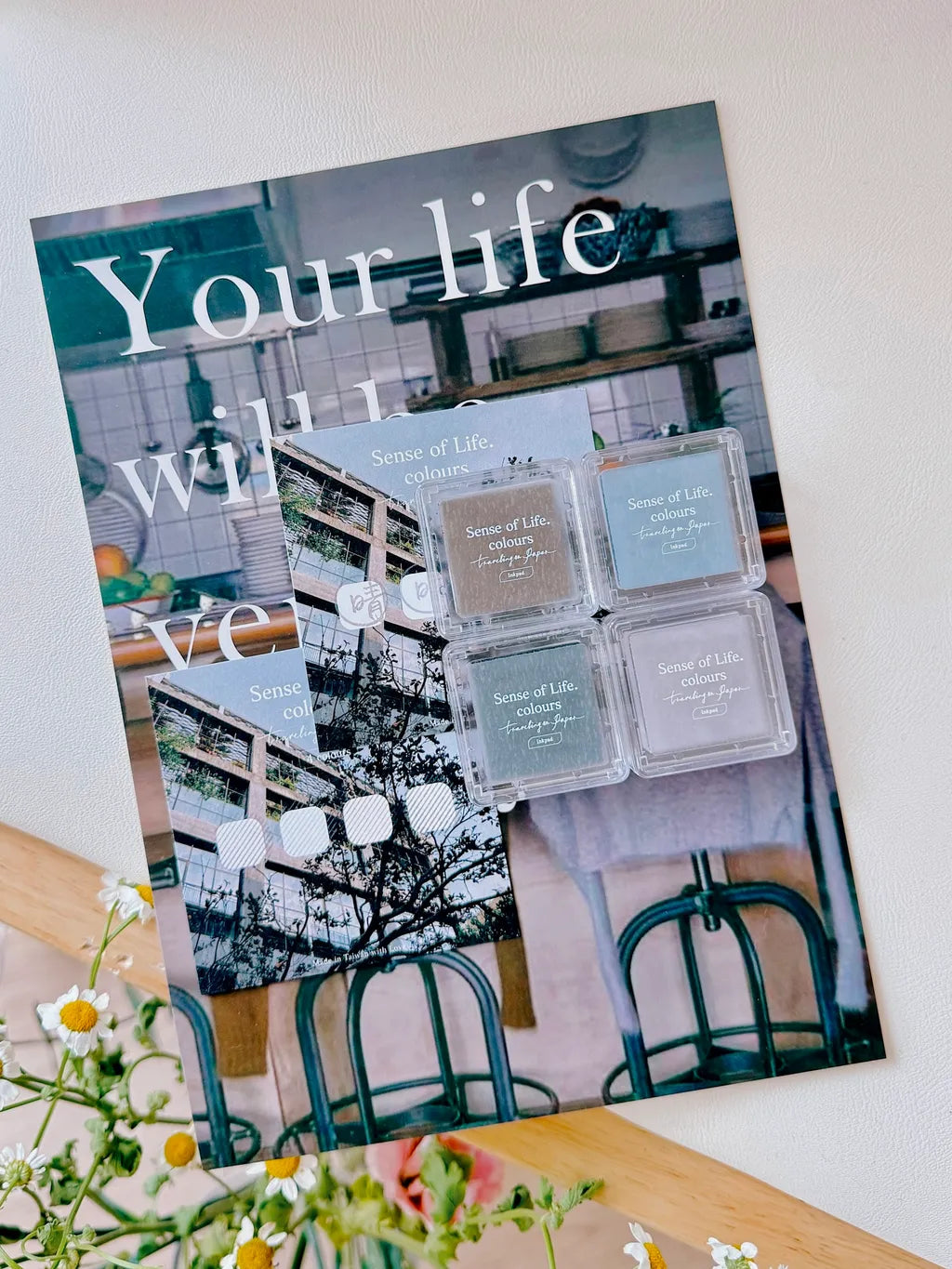 NEW! TOP Studio Sense Of Life 4 Colors Ink Pad Set Journaling Ac